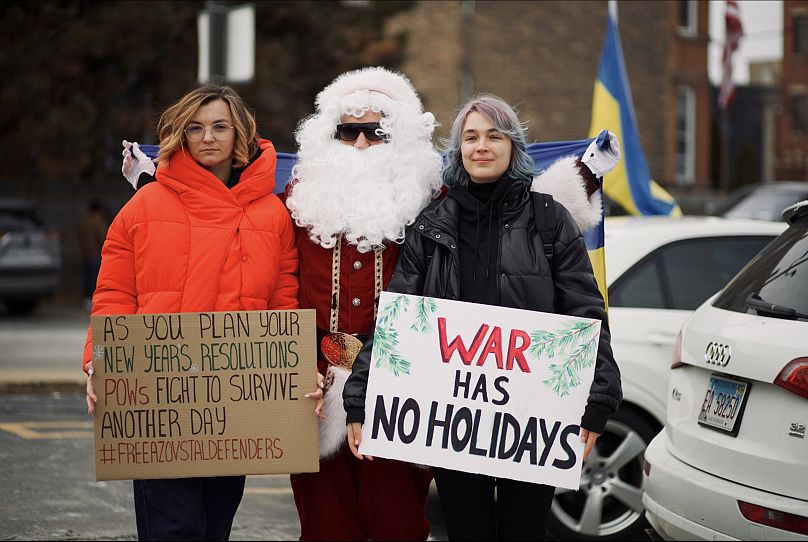 Митинг в поддержку украинских военнопленных в Чикаго, США, 22 декабря 2024 года